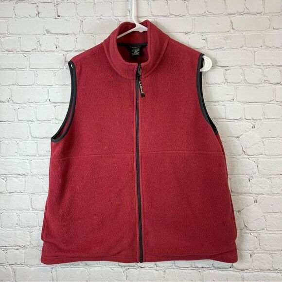 L.L. Bean Womens Fleece Vest Pink Zip Front Sleeveless size large - Picture 1 of 8